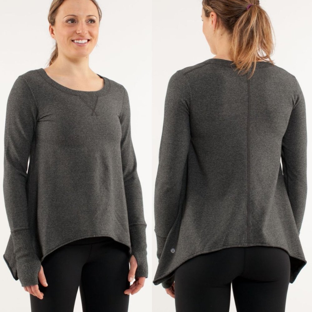 Lululemon Charcoal Gray Stretch French Terry Tea Lounge Pullover